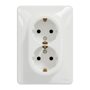 Розетка двойная встраиваемая Systeme Electric Sedna Design с заземлением, цвет белый