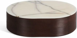 Milla & Milli Овальный журнальный столик из массива дерева с мраморной столешницей Waves