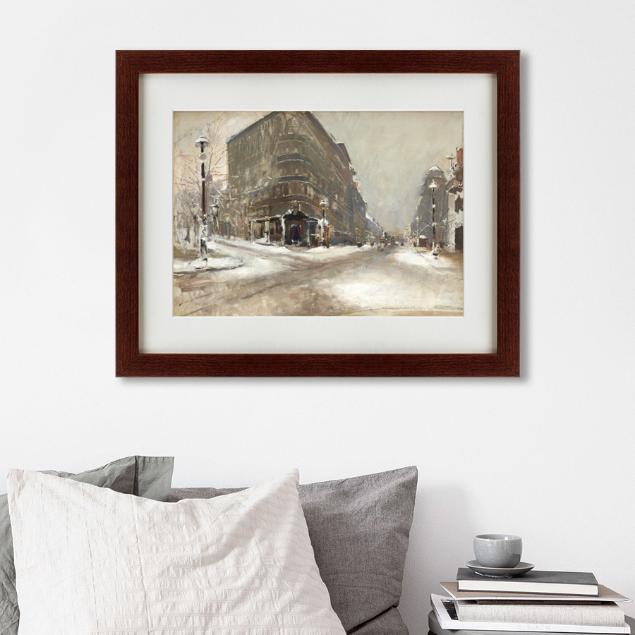 Картина в деревянной раме 52х42 см Winter in Paris, 1894 КАРТИНЫ В КВАРТИРУ  135530 Бежевый;белый;черный;разноцветный  - Вид №1