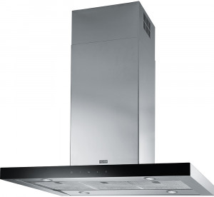 325.0518.709 Better, серия crystal, островная вытяжка, 90 см, 1100 м3/ч, led, сенсорное управление, fcr 925 i bk xs led, нержавеющая сталь/черное стекло Franke