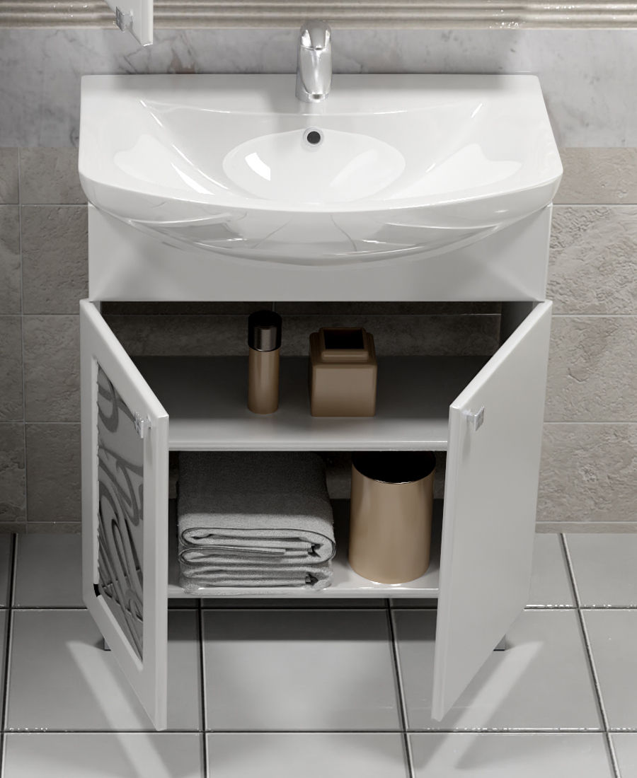 Тумба с раковиной Provans 600 (Балтика)610⨉440⨉840 мм белый Santreyd sun-id-665131 - Вид №2