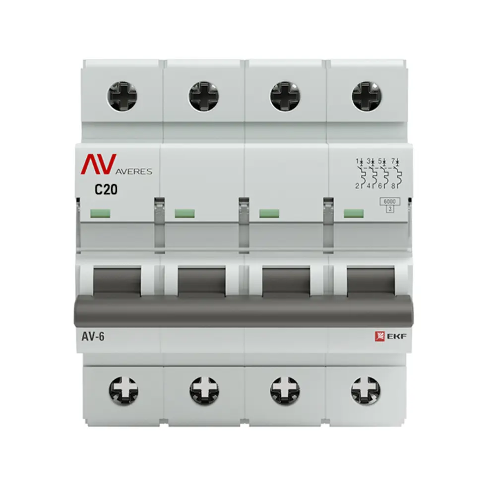Автоматический выключатель EKF Averes 4P C25A для защиты от перегрузок 88883145 STLM-1106710 - Вид №1