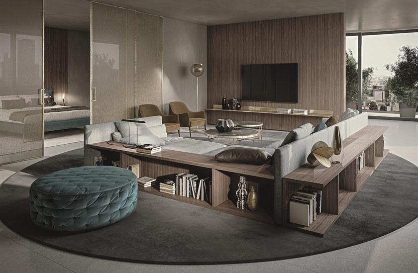 Frigerio Salotti Модульный тканевый диван с полкой для журналов Dominio sun-id-1496913 - Вид №3