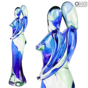 1054 ORIGINALMURANOGLASS Скульптура Объятие влюбленных - Amore Blu Verde - муранское стекло OMG 10 см