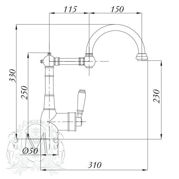 Смеситель MIGLIORE Ermitage ML.CUC-7085.BI.CR для кухни, хром  - Вид №3
