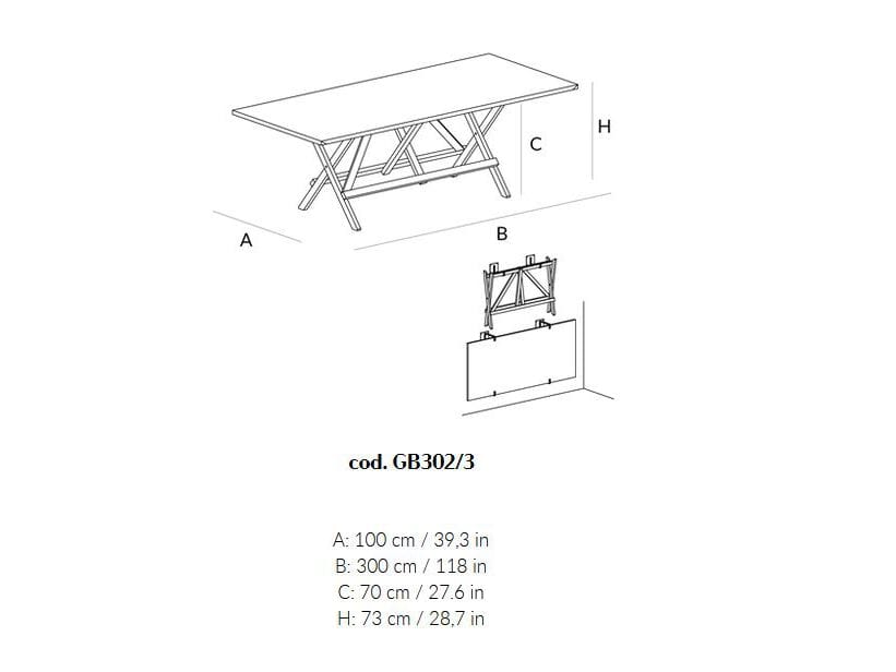 Прямоугольный складной обеденный стол из массива дерева Lando PARIGI ARCH-00128413 - Вид №5