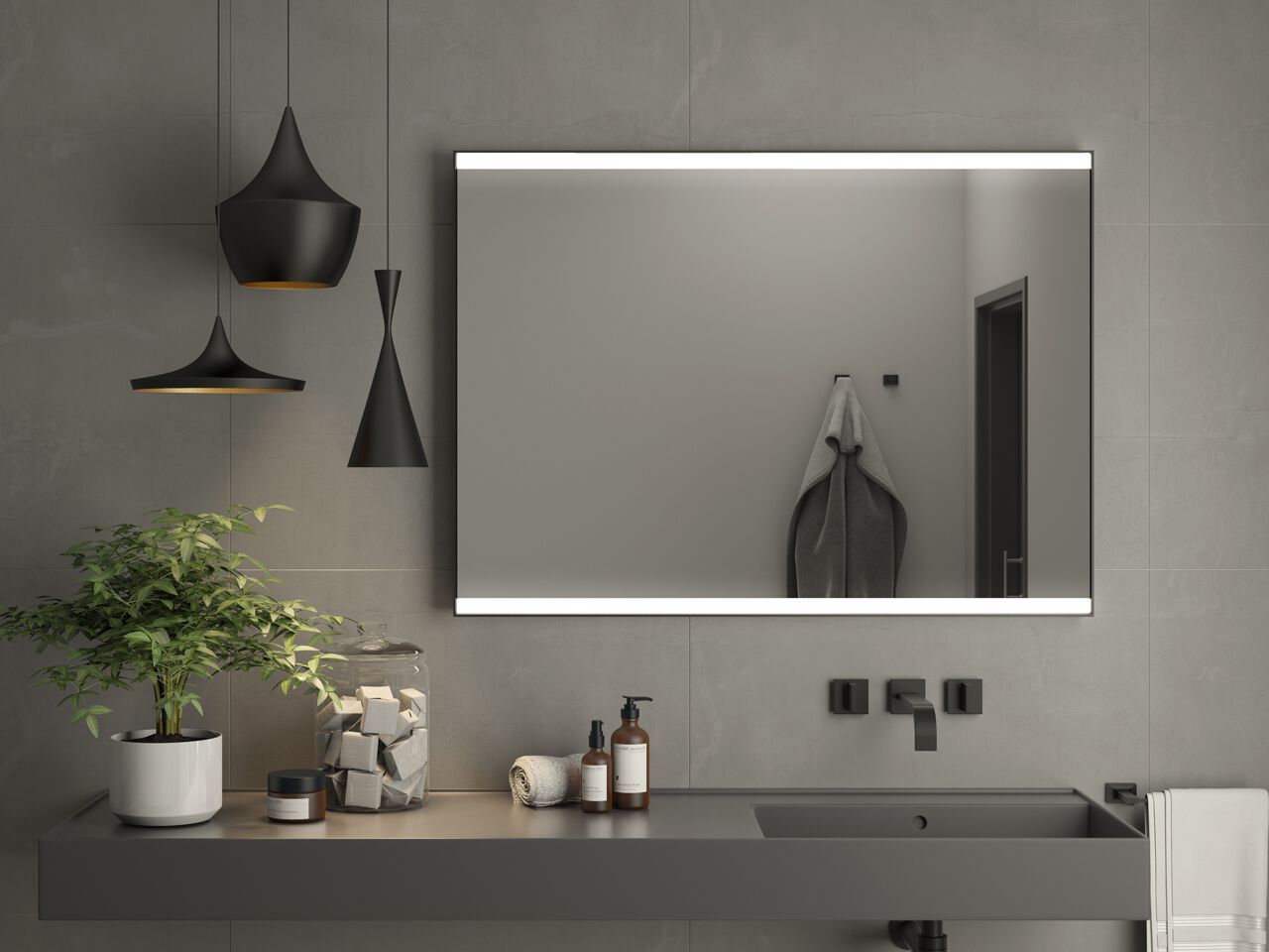 Прямоугольное зеркало для ванной комнаты со встроенным освещением GEDY JEFF ARCH-00025480 - Вид №2