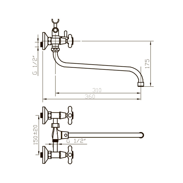 202 RETRO  Смеситель универсальный  ARGO kran 202retro - Вид №1