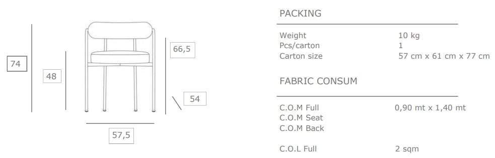 Мягкий тканевый стул с подлокотниками JOB’S Giotto ARCH-00038395 - Вид №10