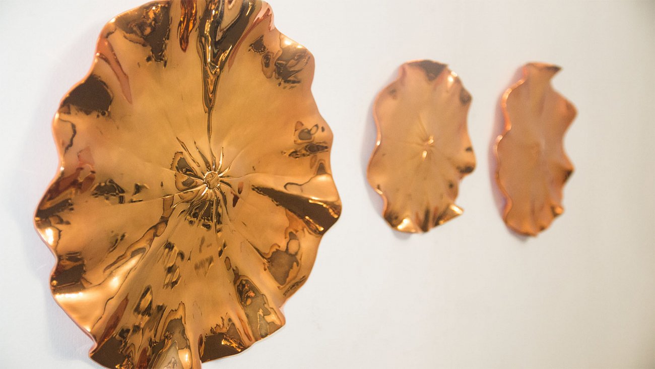 Панно декоративное настенное 3 шт медное Water Lilies EVENHOME  00-3878826 Бронза  - Вид №3