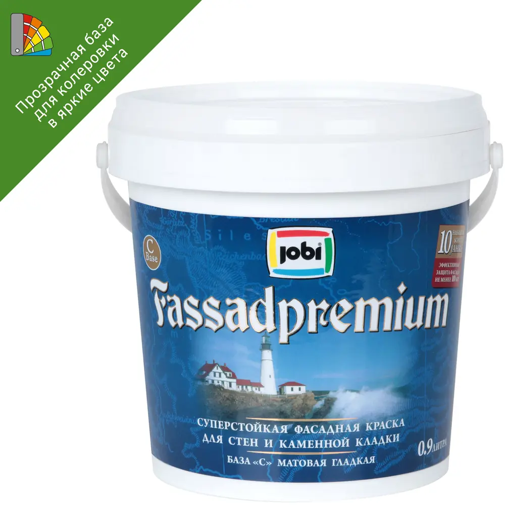 84659599 Краска фасадная Jobi Fassadpremium матовая прозрачная база C 0.9 л STLM-0053422