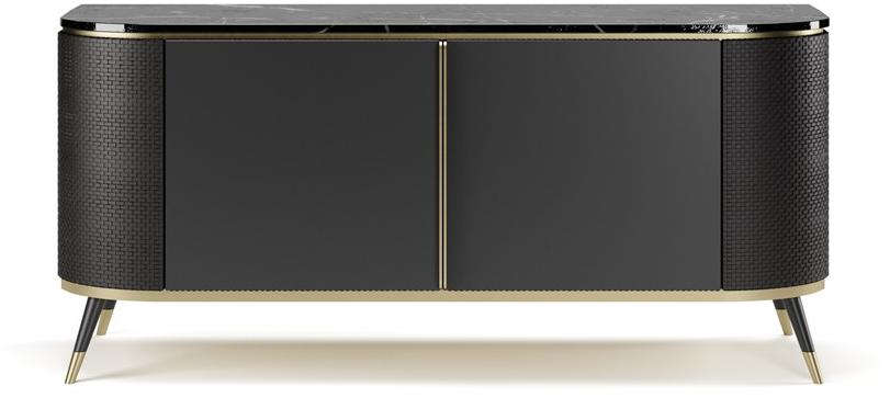 SM Living Couture Лакированный буфет с мраморной столешницей и кожаными дверцами Couture Mda_05 - Вид №1