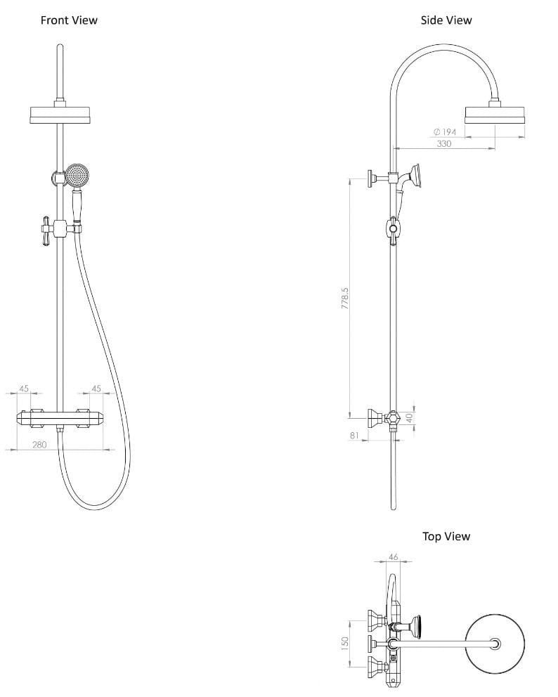 Термостатический смеситель для душа с ручным душем LUSSO Eton ARCH-00079366 - Вид №3