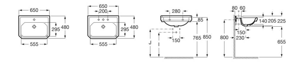 Прямоугольная одиночная раковина фарфора Roca Carmen ARCH-00104963 - Вид №5
