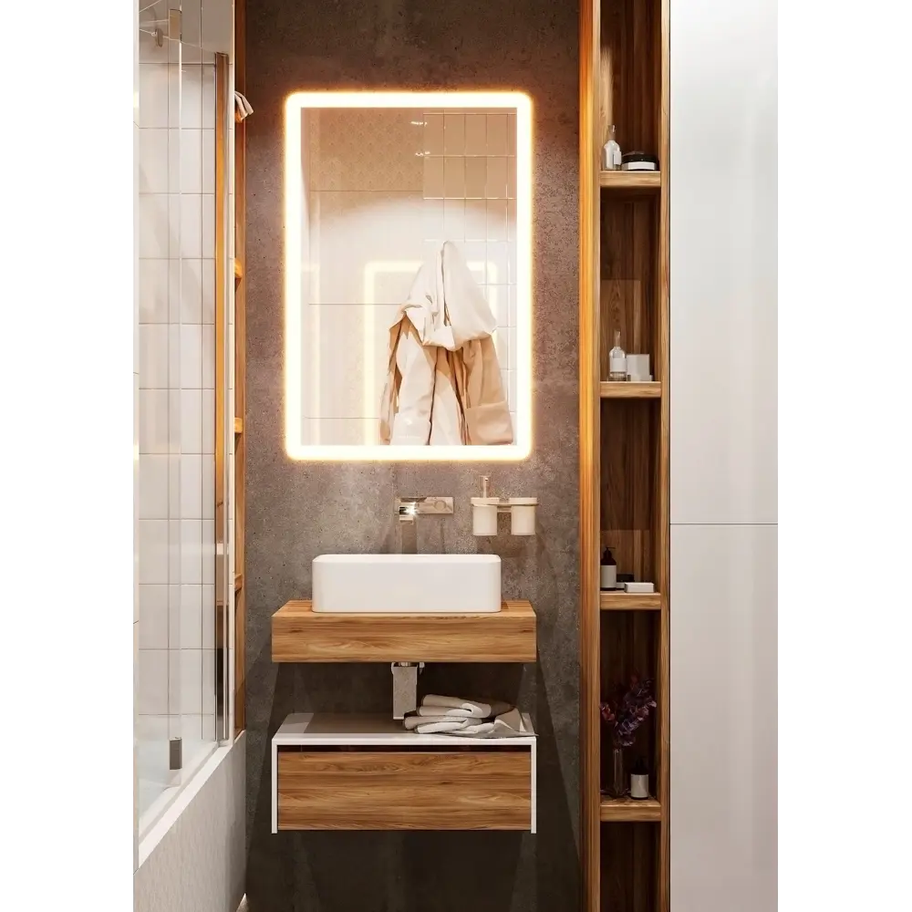 Зеркало для ванной Omega Glass Тип 4 SD924 с подсветкой 90x60 см прямоугольное STLM-2001785