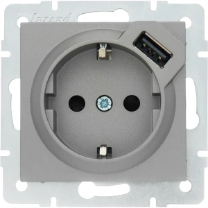 Розетка Lezard Vesna с заземлением, платиновый оттенок 87103781