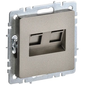 Компьютерная розетка двойная встраиваемая IEK Brite РК/Т12-БрШ RJ11/RJ45 UTP cat 5e цвет шампань 87761639 STLM-2126273