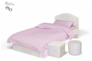 Кровать классика ABC-KING Princess №1 белая кожа со стразами Сваровски (160*90) без ящика и матраса