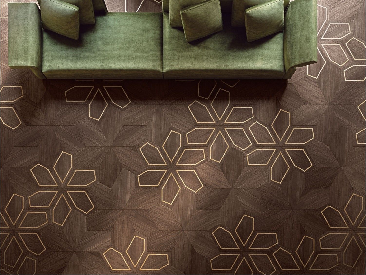 Геометрический пол из ореха или дуба FOGLIE D'ORO дизайн модулей ARCH-00053158