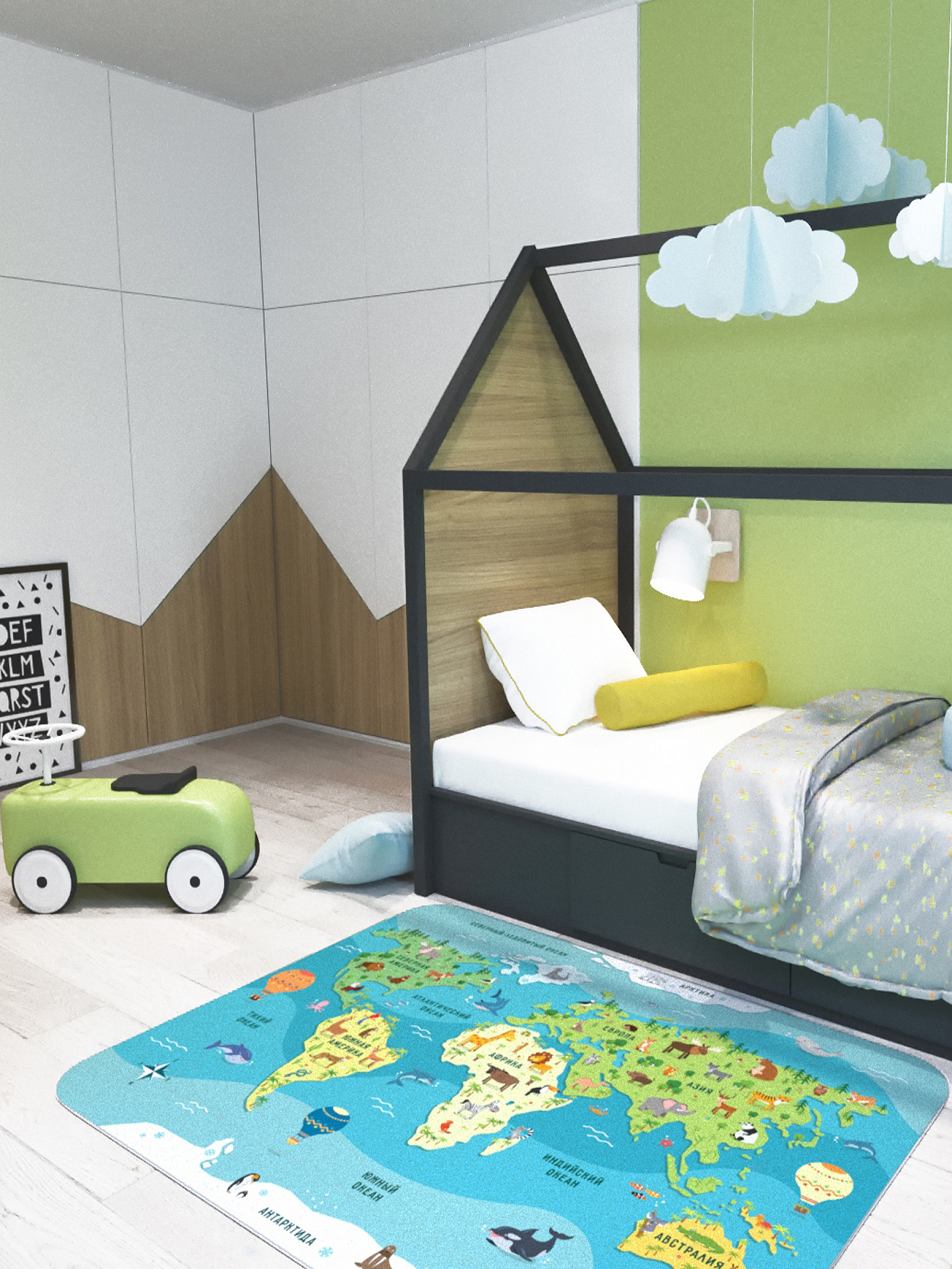 Детский игровой коврик 160х120 см "Карта мира" БЕЛЬМАРКО  351575 Голубой Santreyd  - Вид №4