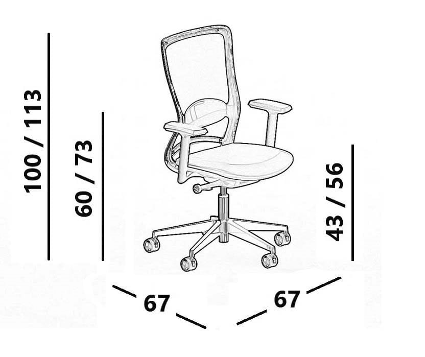 Офисное кресло с сетчатыми колесами и подлокотниками с 5 спицами Luxy ARCH-00020098 - Вид №15