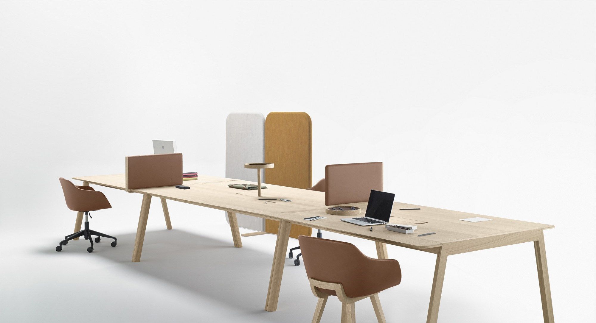 Прямоугольный стол для совещаний из дуба с системой люверсов ALKI Heldu ARCH-00015502