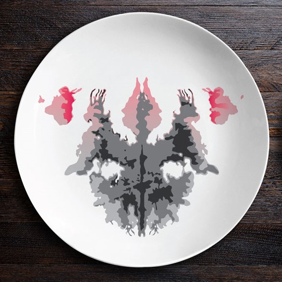 O104 Набор тарелок «ужин с роршахом», гаргульи/мотылек BadLab  - Вид №2