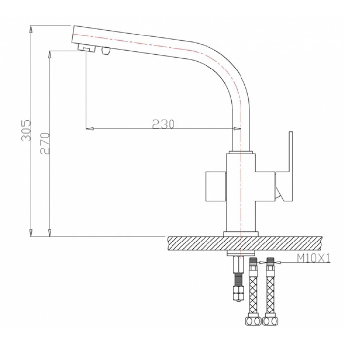 Zorg ZR 311 YF кварц Смеситель для кухни Zorg 305х230 мм  - Вид №2