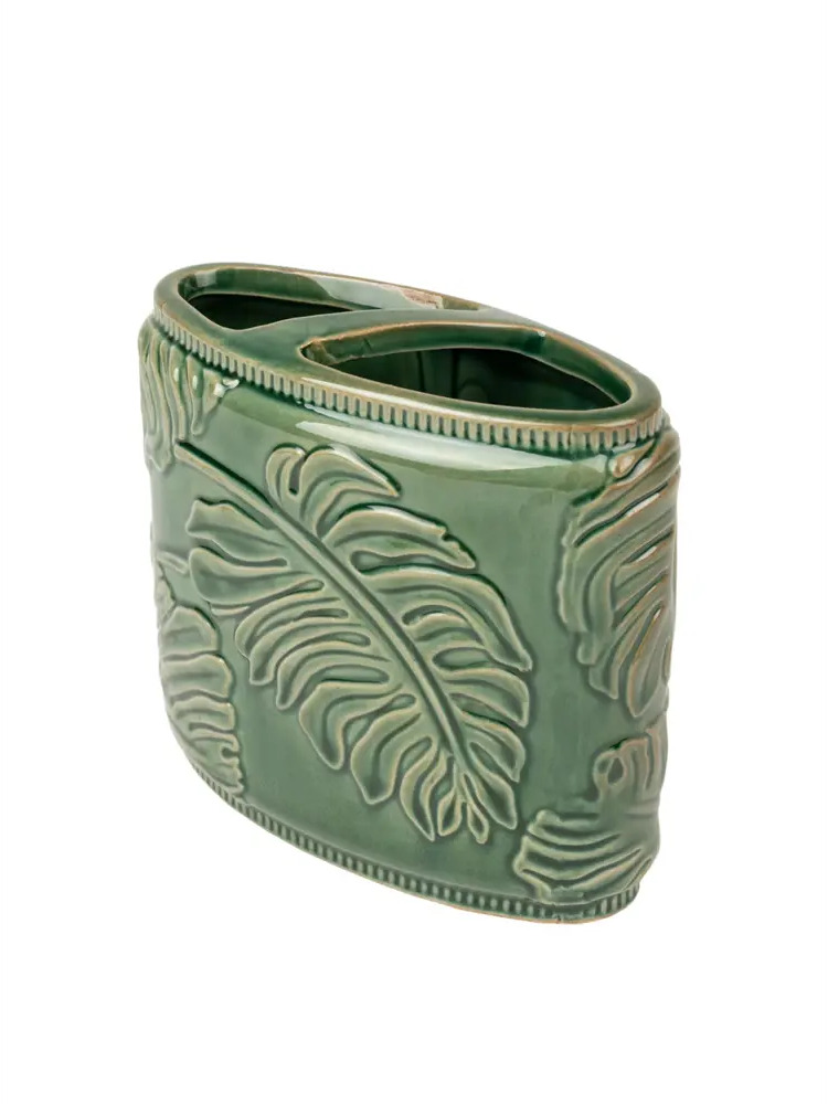 Керамический стакан для зубных щеток ZENFORT Ливия в изумрудном цвете 89370054