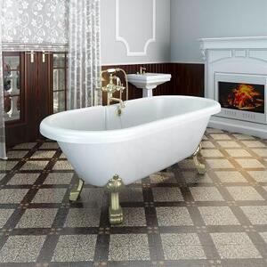 Акриловая ванна "Леонесса 1" на ножках со сливом-переливом (комплектация бронза)