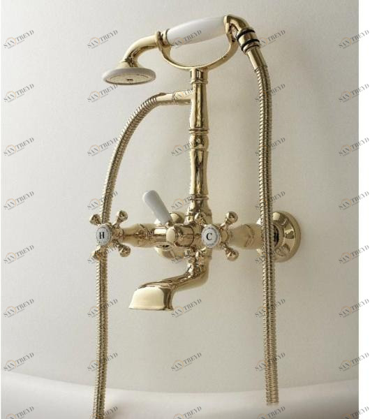 ZAZZERI Настенный смеситель для ванны на 2 отверстия с ручным душем Kent sun-id-1377735