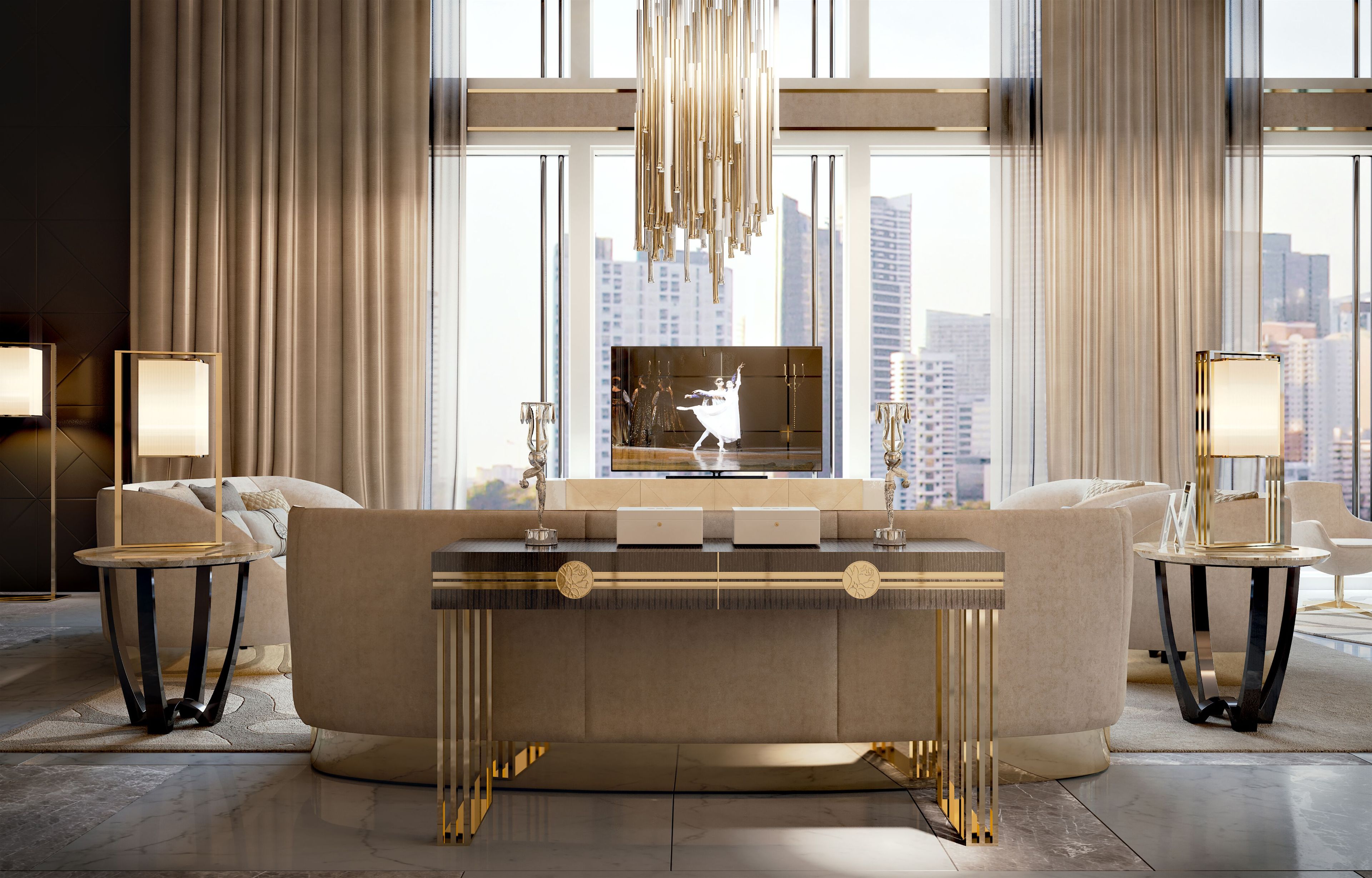 Высокий круглый мраморный журнальный столик Bizzotto Italia Atmosphera ARCH-00097868 - Вид №2