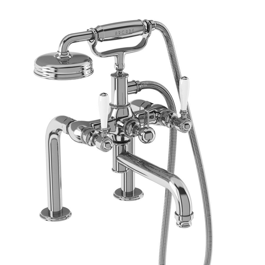 Burlington Arcade Смеситель для душа для ванны Arcade, установленный на террасе Никель с никелевым рычагом ABBL18N  - Вид №6