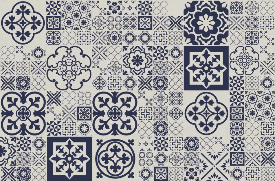 540 050 13 Печатный пробковый пол с разным дизайном Retile Blue GRANORTE Vita Decor