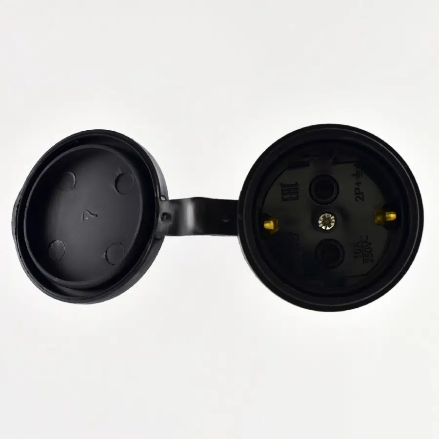 Штепсельный разъем с заглушкой 2Р+РЕ 1х16А 220-240V черный LEZARD 106-0400-0102 - Вид №1