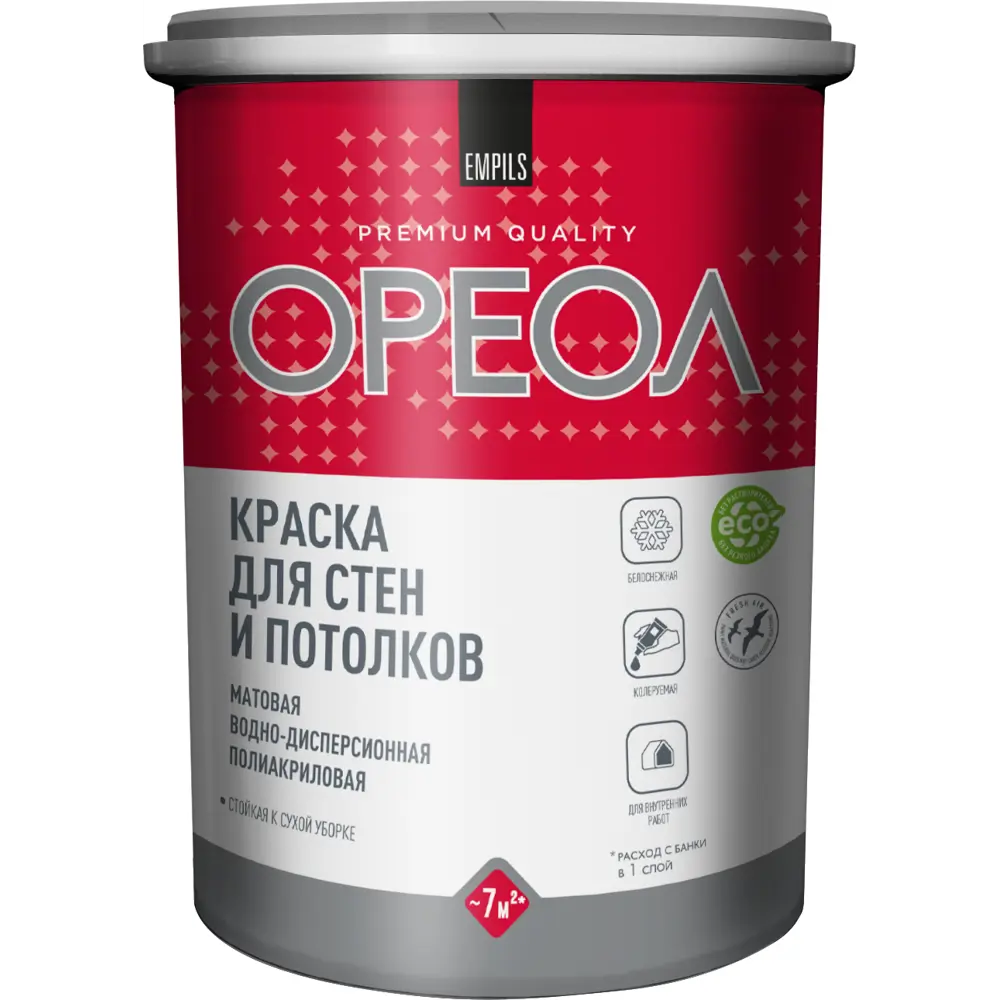 Краска для стен и потолков Ореол матовая цвет белый 1.3 кг STLM-2030929 - Вид №1