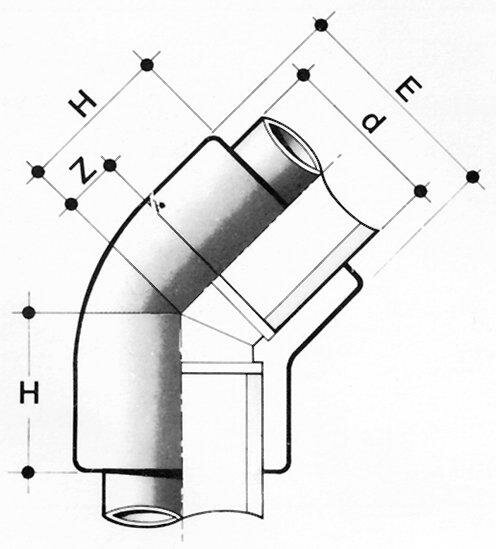 SANIT 25001000000 Угол 45 °, полипропилен, SDR 11, для тепловой сварки  - Вид №1