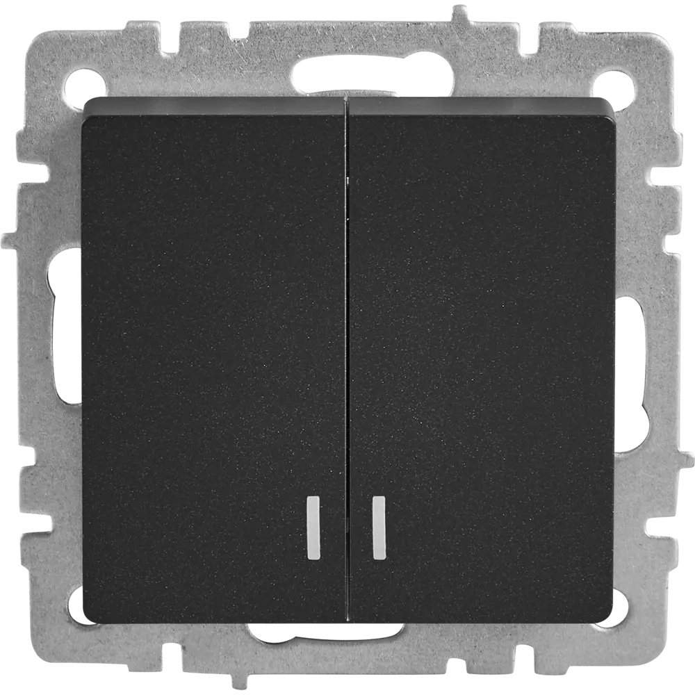 Выключатель IEK Brite двухклавишный с подсветкой, черный матовый 87761713 STLM-1466840 - Вид №1