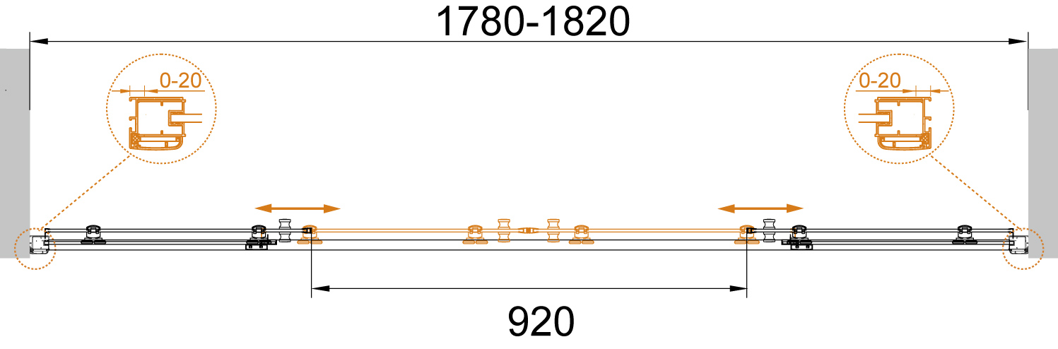 Душевая дверь в нишу CEZARES ANIMA-W-BF-2-180-P-Cr - Вид №4