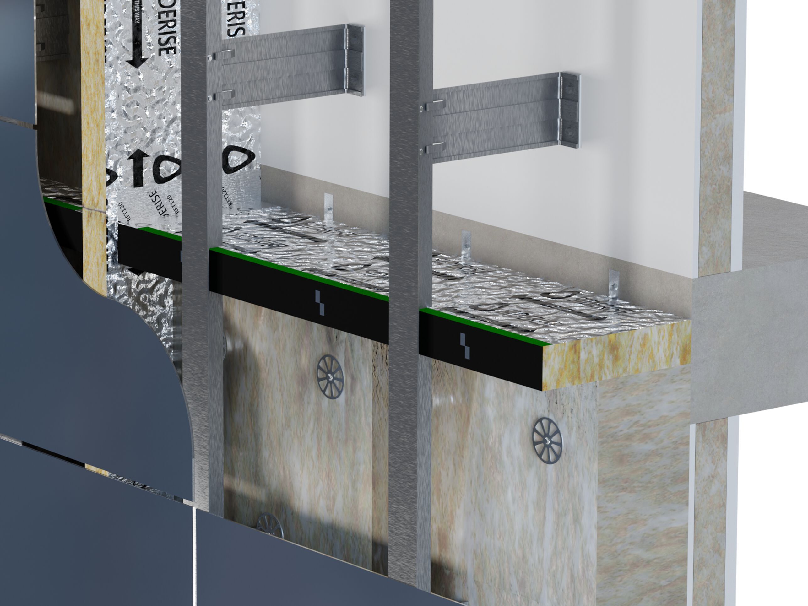 Межкомнатные барьеры в вентилируемых фасадах для вентиляции и противопожарной защиты Siderise RH BARRIERE ANTINCENDIO ORIZZONTALI ARCH-00088524