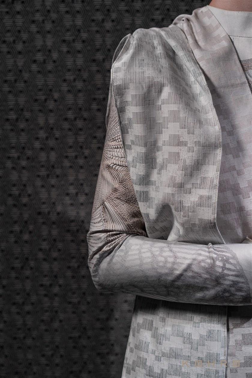 KOHRO Шелковая ткань с графическими мотивами A gong on the river K0006060  - Вид №7