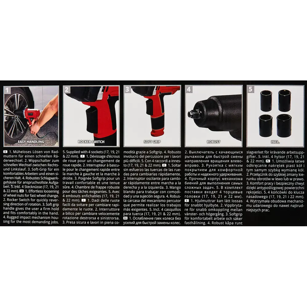 Гайковерт сетевой ударный Einhell CC-IW 950/1, 950 Вт, 450 Нм STLM-2020782 - Вид №6