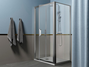Алюминиевая и стеклянная угловая душевая кабина с распашной дверью
