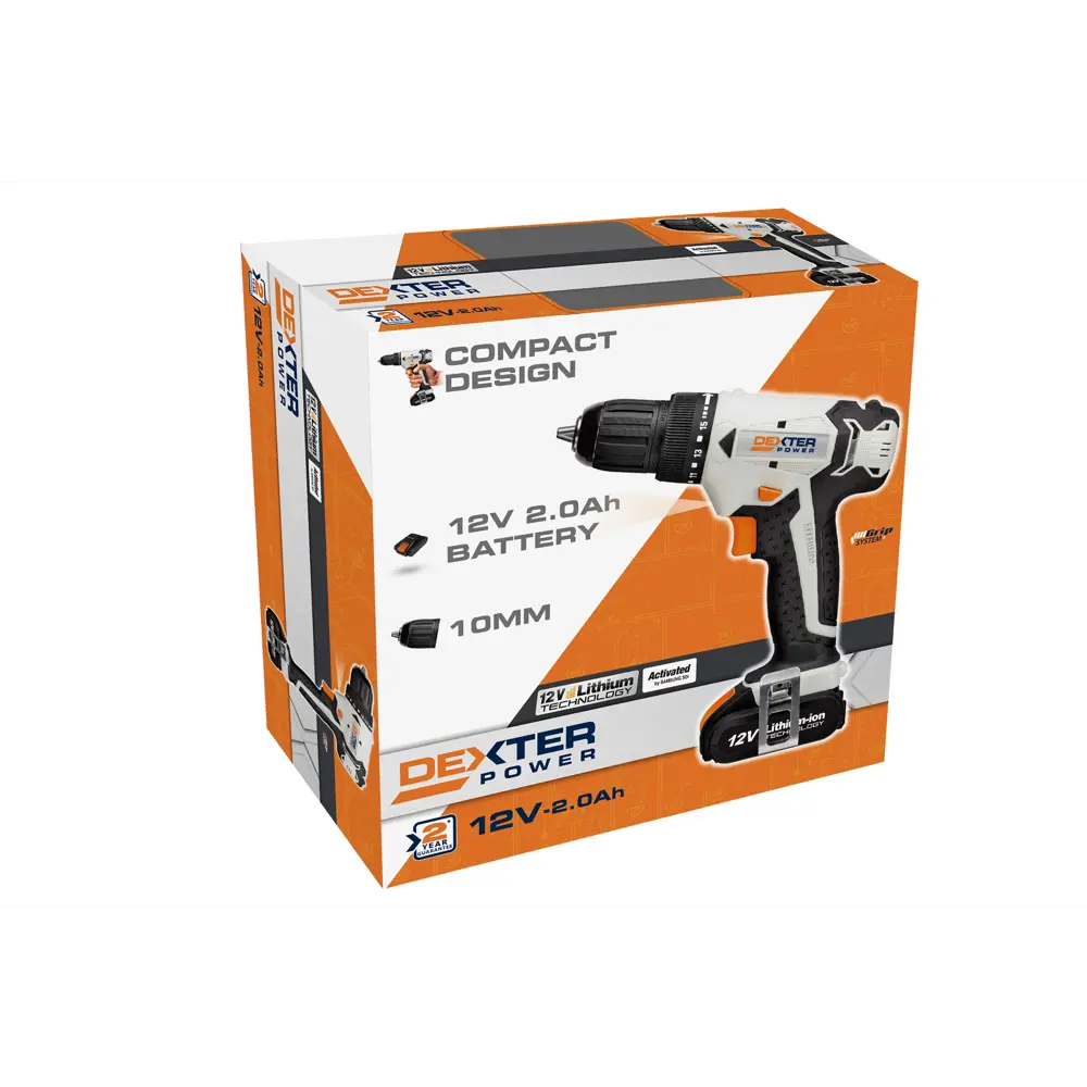 Дрель-шуруповерт аккумуляторная Dexter Power CDT112LD.4, 12 В Li-ion 2 Ач STLM-2029573 - Вид №7