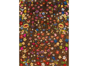 Прямоугольный шерстяной цветочный ковер