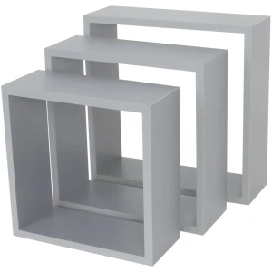 Набор настенных полок Spaceo 24x24 см/27x27 см/30x30 см МДФ цвет серый 3 шт