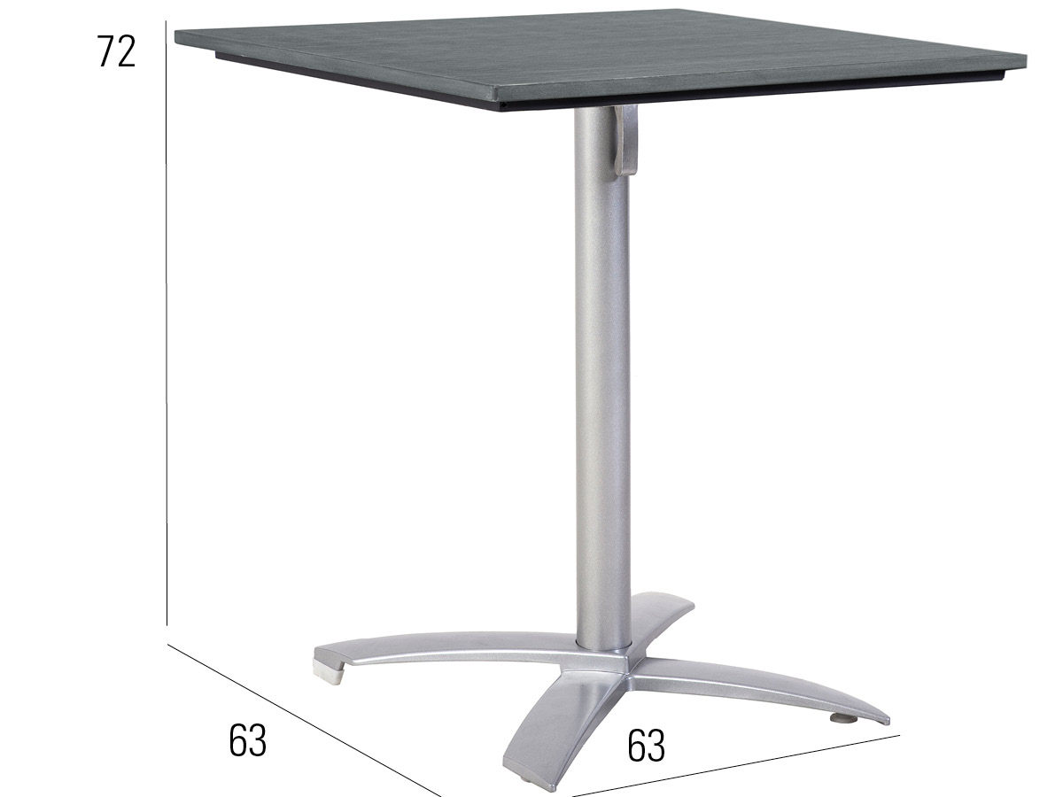 76.00.0068 Стол Победы Tradition Resysta stone серый 70 × 70 + рамка стола алюминий серебристый Mbm Victory - Вид №1
