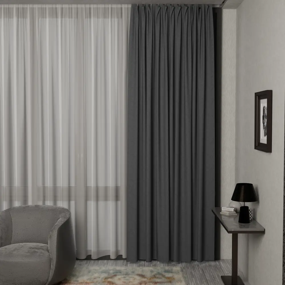 GARDEN Штора на ленте серого цвета 200×260 см для гостиной и спальни 89390607 STLM-1567713 - Вид №5