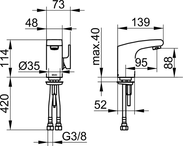 51604010100 Однорычажный смеситель для умывальника 90 KEUCO Elegance - Вид №2
