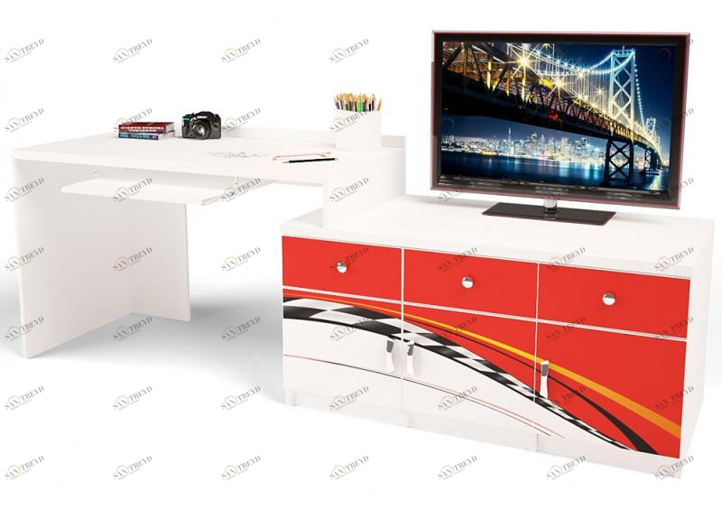 Стол модульный ABC-KING Г Тумба 400+800 La-Man ЛЕВЫЙ красный 4631147960153